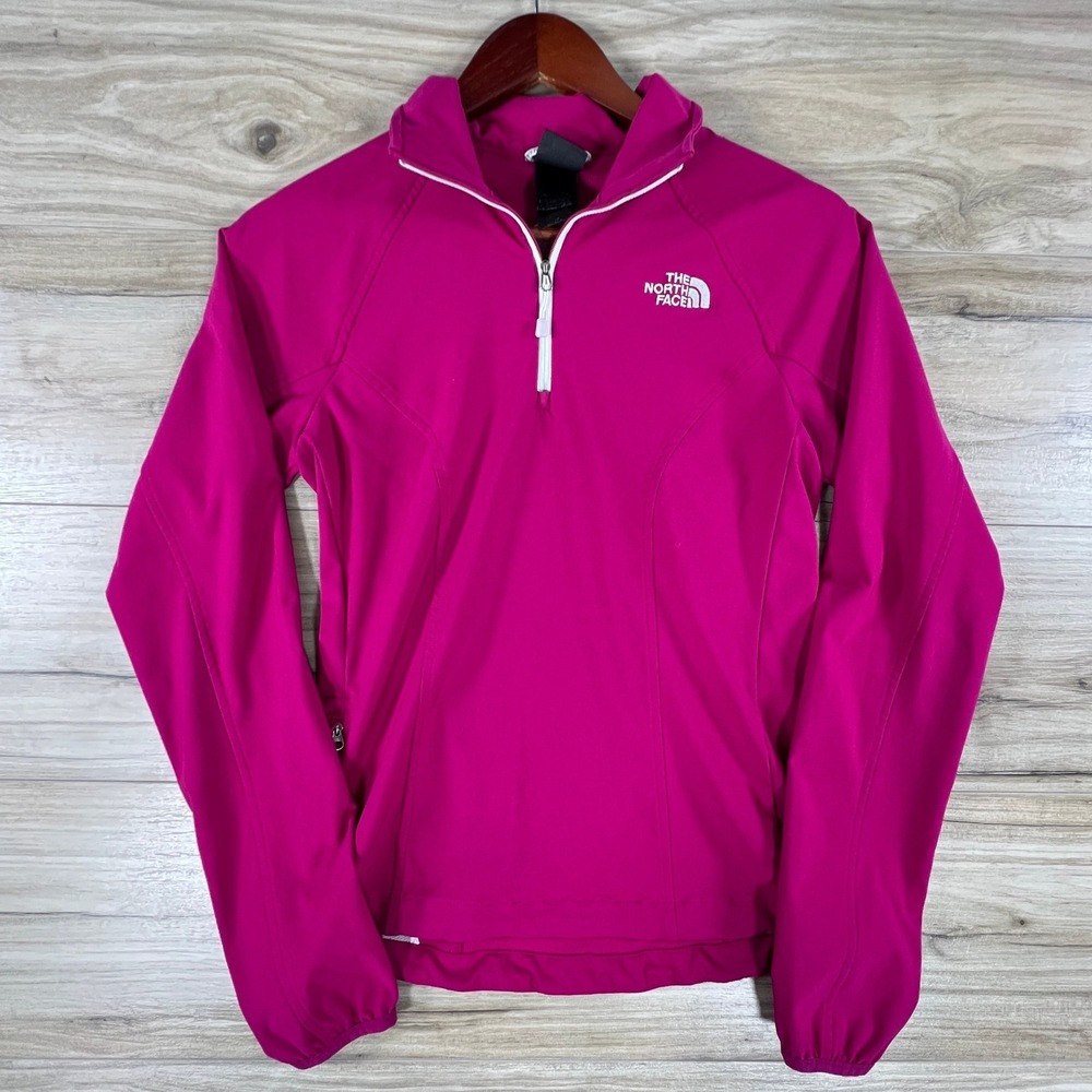 The North Face Womens Apex Softshell 1/4 Zip Jacket Pink Magenta Small